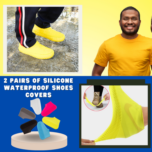 2 PAIRS OF SILICONE WATERPROOF SHOE COVERS